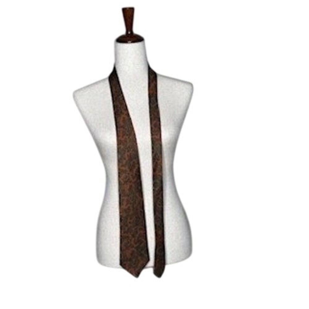 John Ashford Silk Paisley Necktie Brown Rust Classic Mens Tie 3.5"β